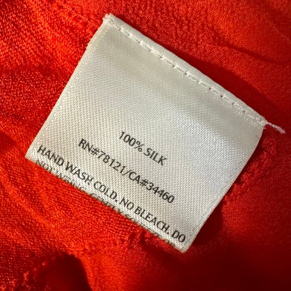 Eileen Fisher Firefly Silk Chiffon Tussah Blouse Coral Size Medium Lightweight - Picture 6 of 7
